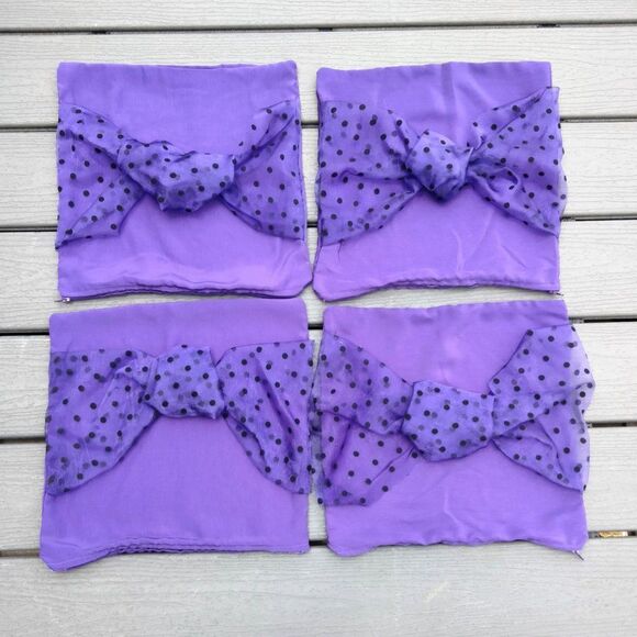 Accent Pillow Set of 4 Deep Purple Silk 14 x 14 with Dotted Organza detail NEW - Picture 6 of 8